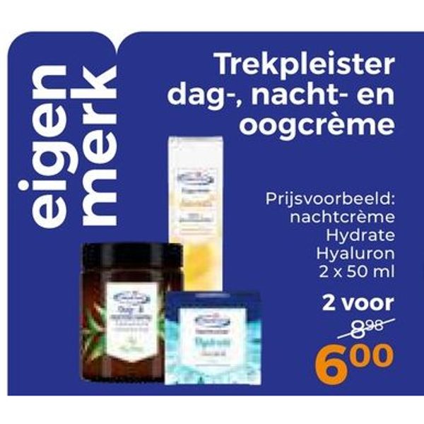 Trekpleister dag-, nacht- en oogcrème