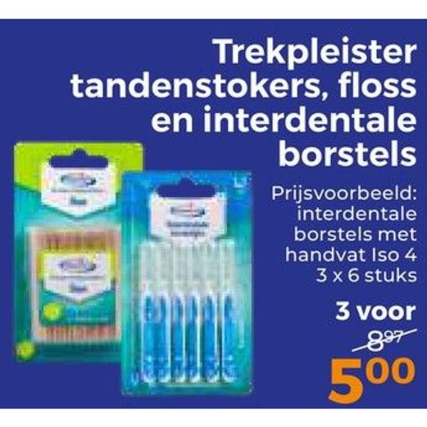 Trekpleister tandenstokers, floss en interdentale borstels