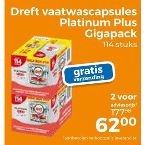 Dreft vaatwascapsules Platinum Plus Gigapack