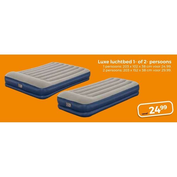 Luxe luchtbed 1- of 2- persoons