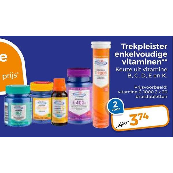 Trekpleister enkelvoudige vitaminen