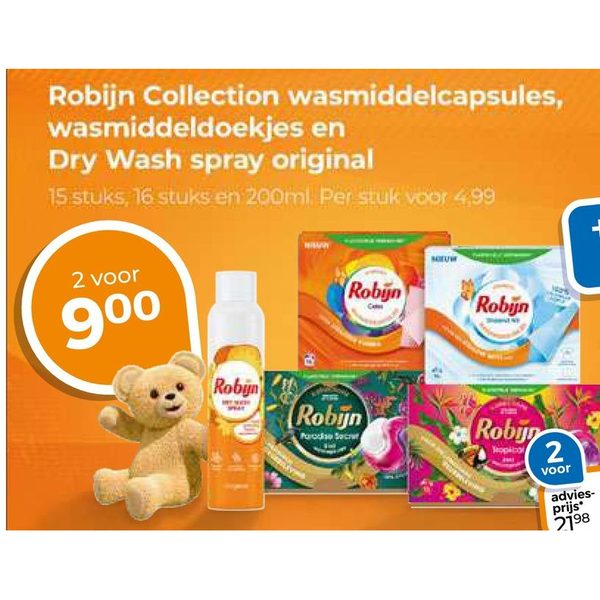 Collection wasmiddelcapsules, wasmiddeldoekjes en Dry Wash spray