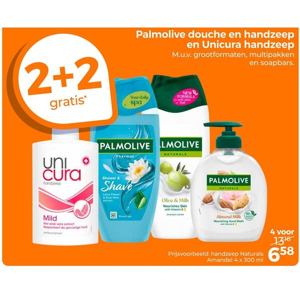 Palmolive douche en handzeep en Unicura handzeep
