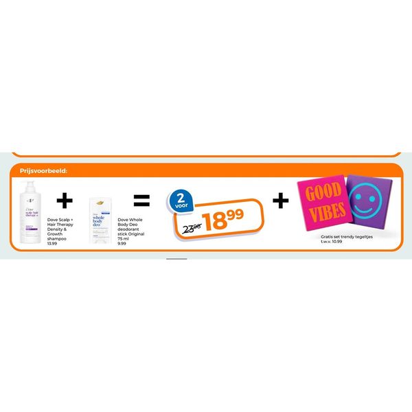 Dove Scalp Hair Therapy shampoo en Dove Whole Body deo stick
