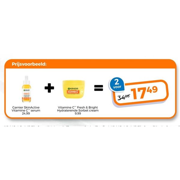 Garnier SkinActive Vitamine C serum + Garnier C++ Fresh & Bright Hydraterende Sorbet cream