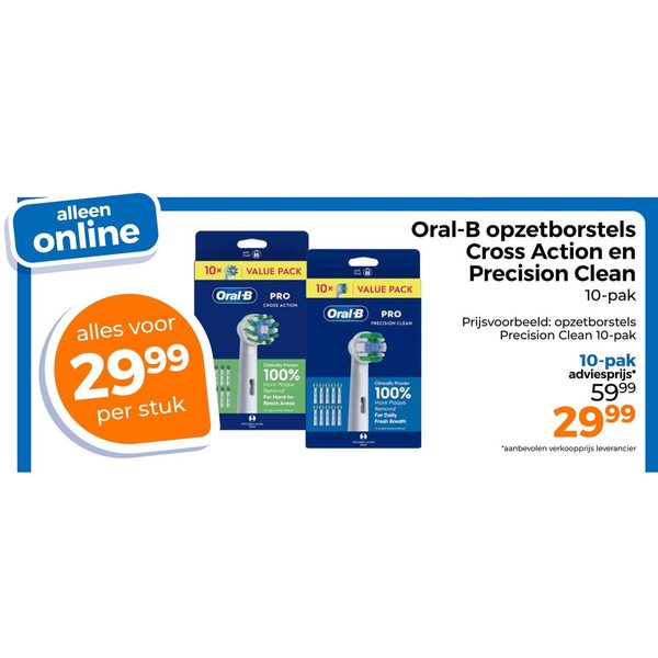 Oral-B opzetborstels Cross Action en Precision Clean 10-pak