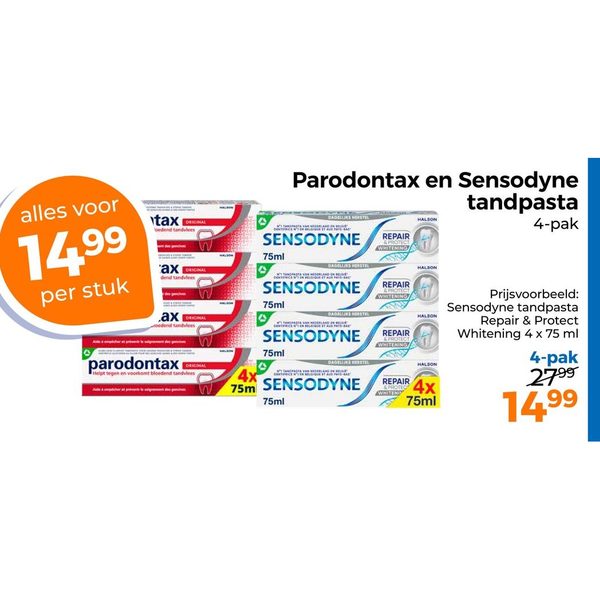 Parodontax en Sensodyne tandpasta 4-pak