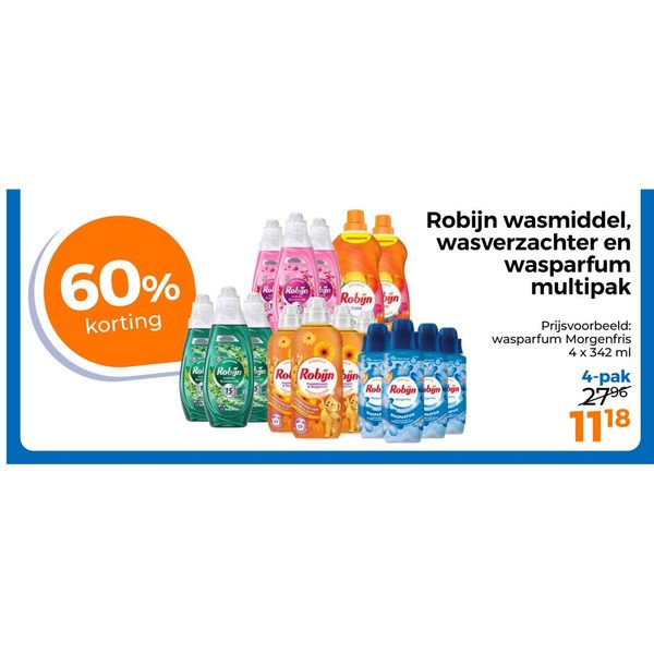 Robijn wasmiddel, wasverzachter en wasparfum multipak