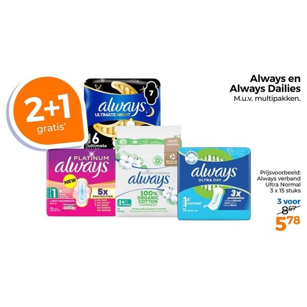 Always maandverband en inlegkruisjes