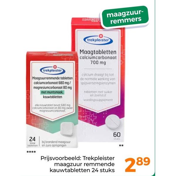Trekpleister maagzuur remmende kauwtabletten