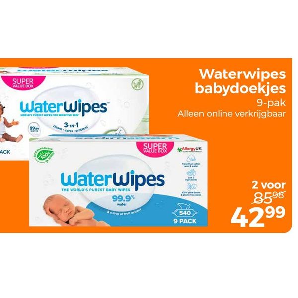 Waterwipes babydoekjes 9-pak