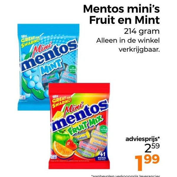 Mentos mini's Fruit en Mint