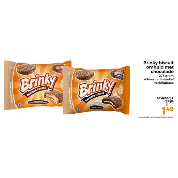 Brinky biscuit omhuld met chocolade