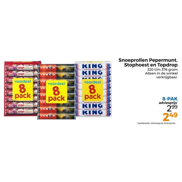 Snoeprollen Pepermunt, Stophoest en Topdrop