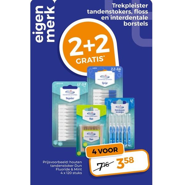 Trekpleister tandenstokers, floss en interdentale borstels