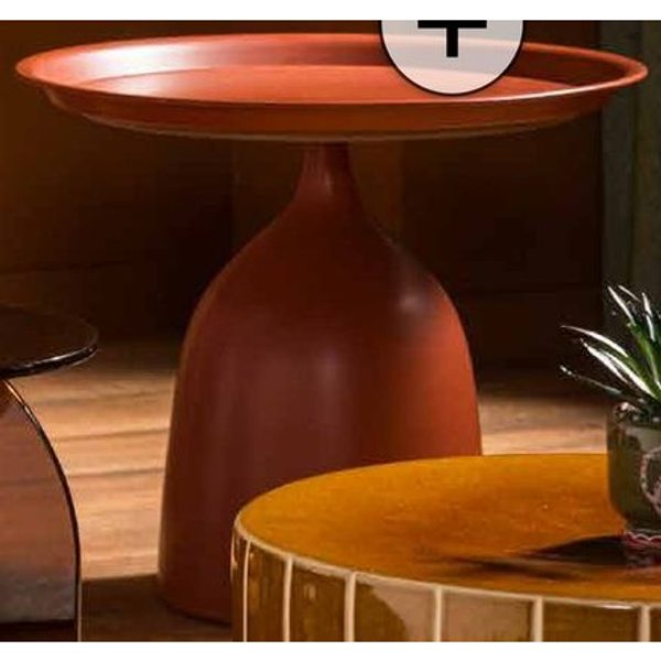 Bijzettafel oranje rond