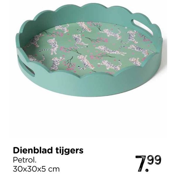 Dienblad tijgers Petrol