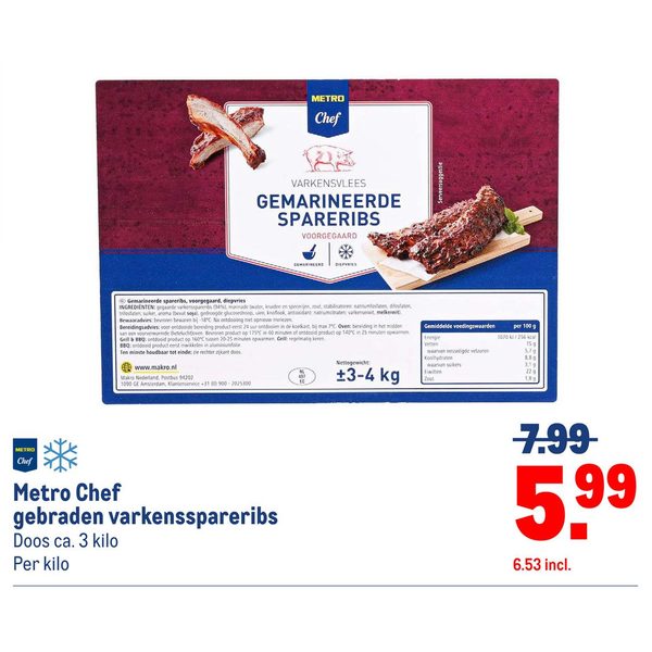 Metro Chef gebraden varkensspareribs