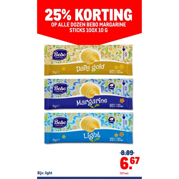 Bebo Margarine Sticks 100x10g