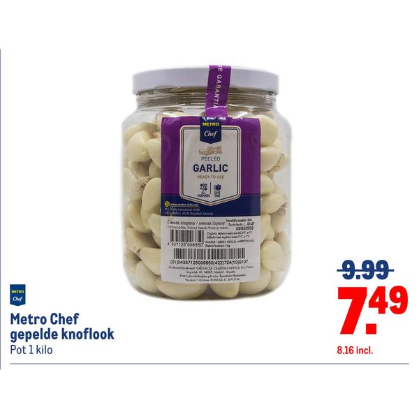 Metro Chef gepelde knoflook