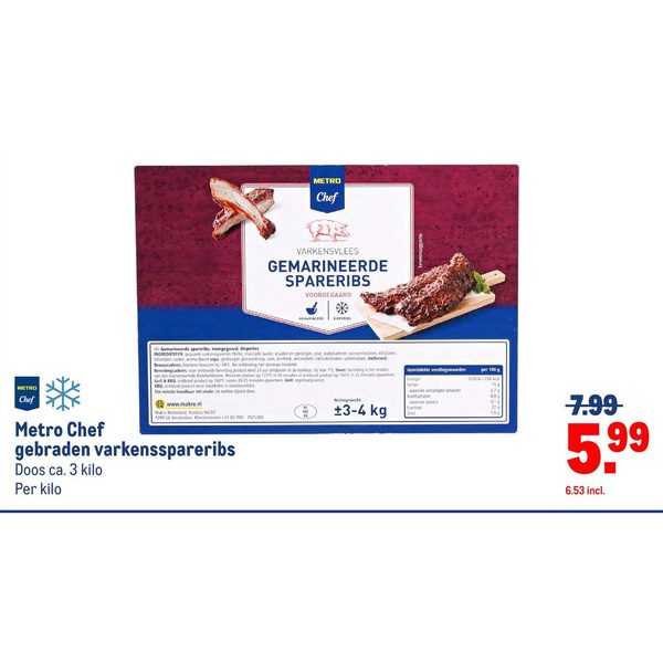 Metro Chef gebraden varkensspareribs