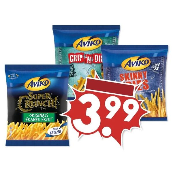 Aviko Diepvriesfriet (Super Crunch, Grip 'n Dip, Skinny Fries)