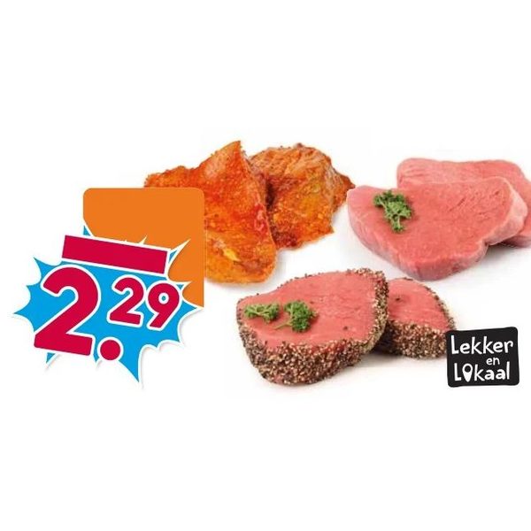 gemarineerde varkenshaas en biefstuk