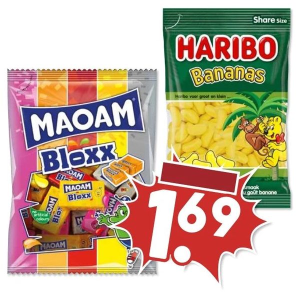 Maoam Bloxx en Haribo Bananas