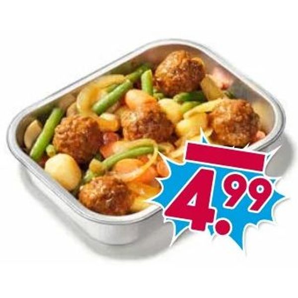 Maaltijdschaal met gehaktballen