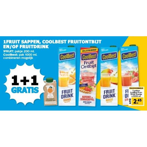 Fruit Sappen, Coolbest Fruitontbijt en/of Fruitdrink