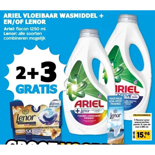 Vloeibaar wasmiddel en wasverzachter