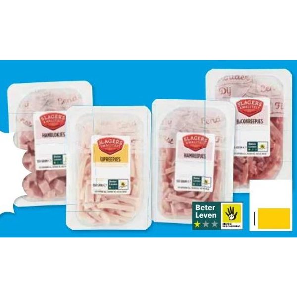 Hamblokjes, kipreepjes, hamreepjes of baconreepjes