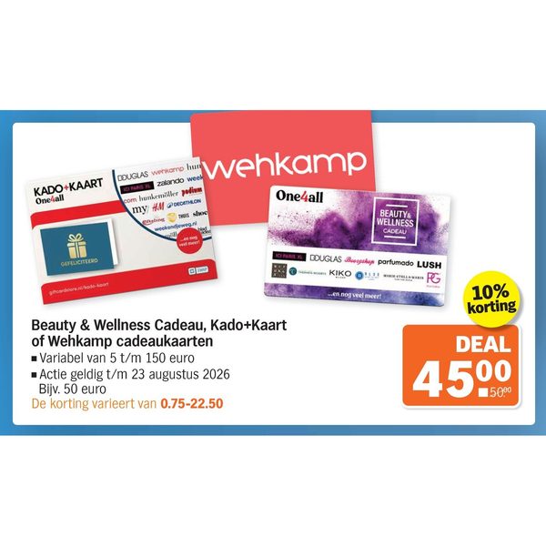 Beauty & Wellness Cadeau, Kado+Kaart of Wehkamp cadeaukaarten