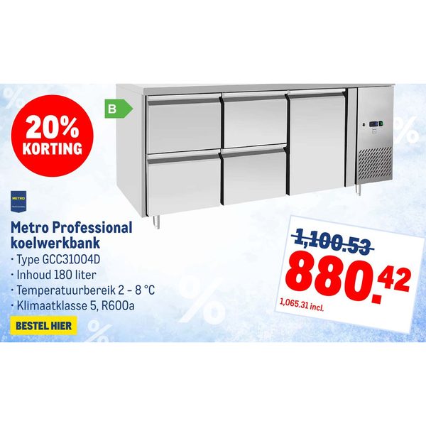 Metro Professional koelwerkbank Type GCC31004D