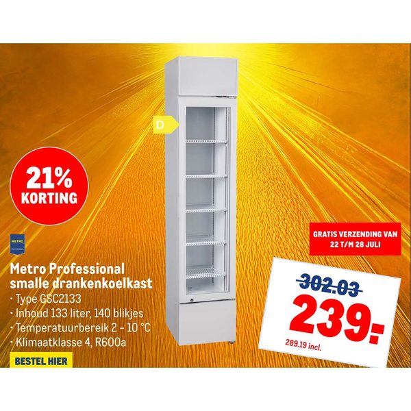 Metro Professional smalle drankenkoelkast GSC2133