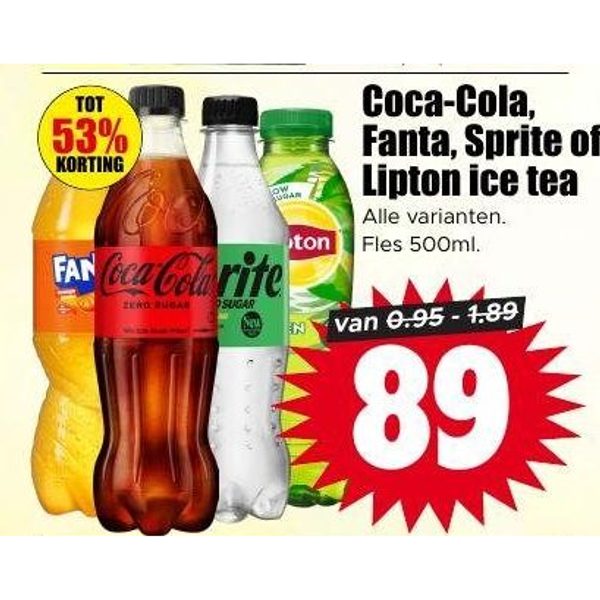 Coca-Cola, Fanta, Sprite of Lipton ice tea