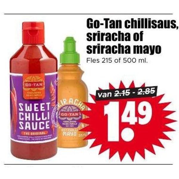 Go-Tan chillisaus, sriracha of sriracha mayo