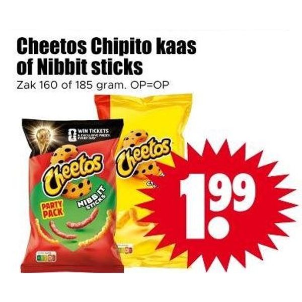 Cheetos Chipito kaas of Nibbit sticks