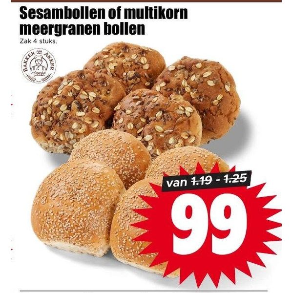 Sesambollen of multikorn meergranen bollen