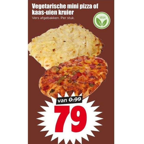 Vegetarische mini pizza of kaas-uien kruier