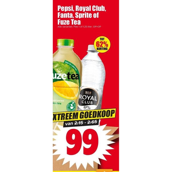 Pepsi, Royal Club, Fanta, Sprite of Fuze Tea