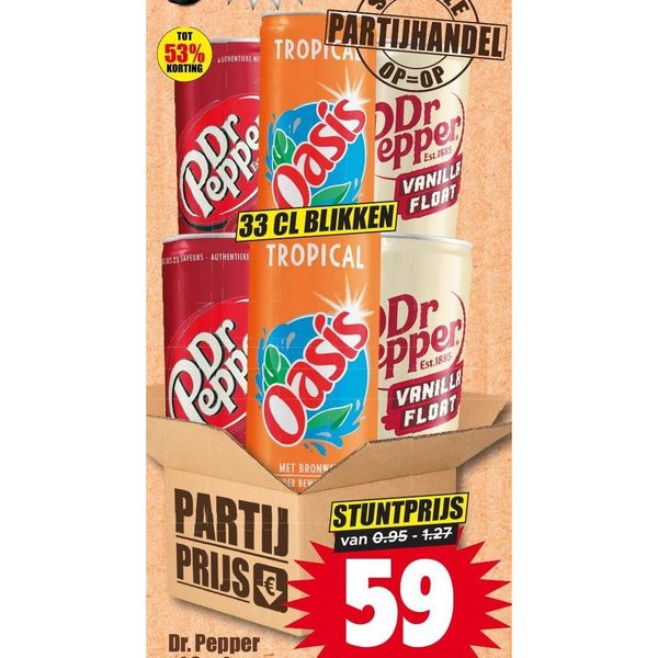 Dr. Pepper of Oasis blik