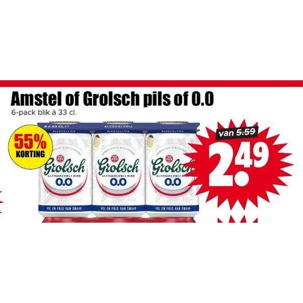 Amstel of Grolsch pils of 0.0 (Grolsch 0.0)