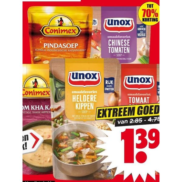 Unox of Conimex soep in zak