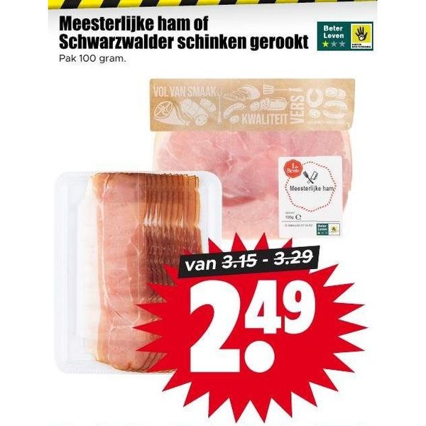 Meesterlijke ham of Schwarzwalder schinken gerookt