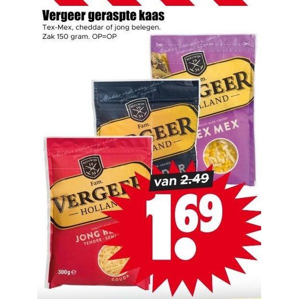 Vergeer geraspte kaas