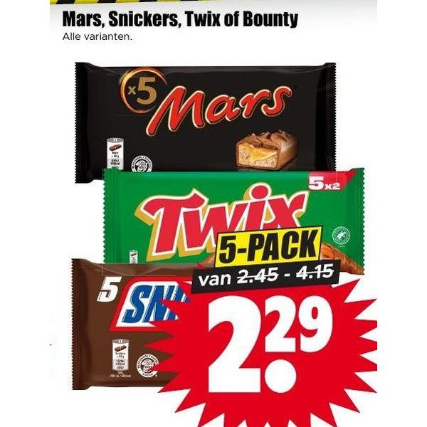 Mars, Snickers, Twix of Bounty