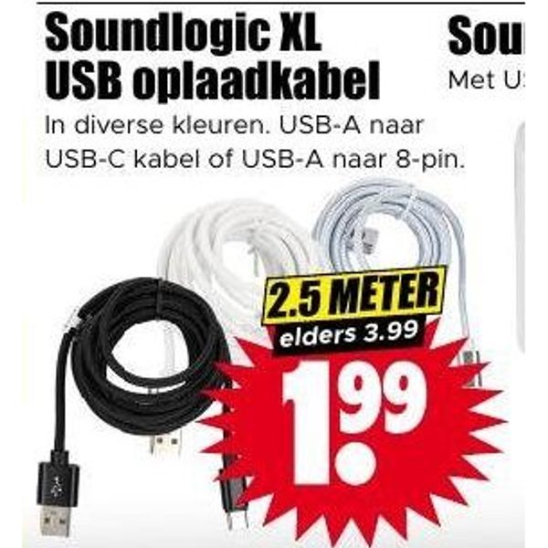 Soundlogic XL USB oplaadkabel