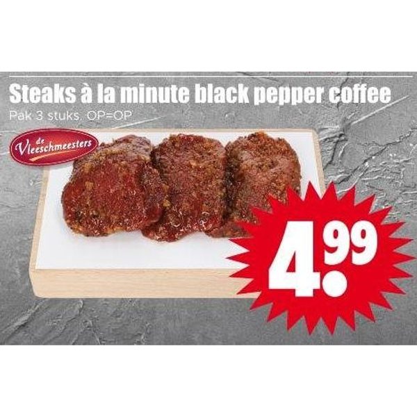 Steaks à la minute black pepper coffee