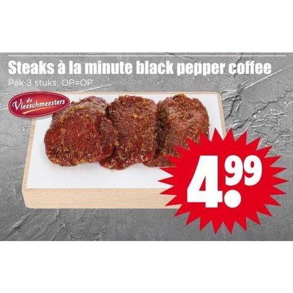 Steaks à la minute black pepper coffee